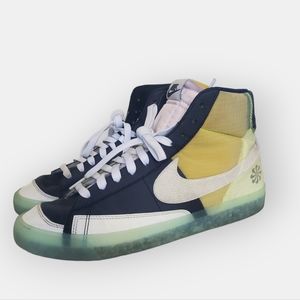 Nike High-Top Sneakers Navy Yellow White with Translucent Green Sole